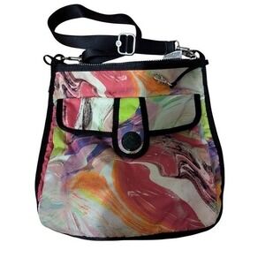 Kipling Art Multi Color Swirl Crossbody Bag Adjustable Strap Pocket